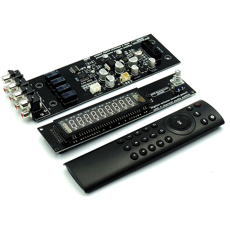 VFD Vacuum Fluorescent Display Remote Volume Board 4 Way Audio Signal Switcher Switch Selector HiFi Audio Preamplifier Board