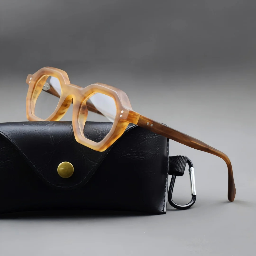Vintage Hexagon Acetate Eyeglasses Frames for Women Men Retro Octagonal Optical Glasses Frame Myopia Prescription Spectacles 202