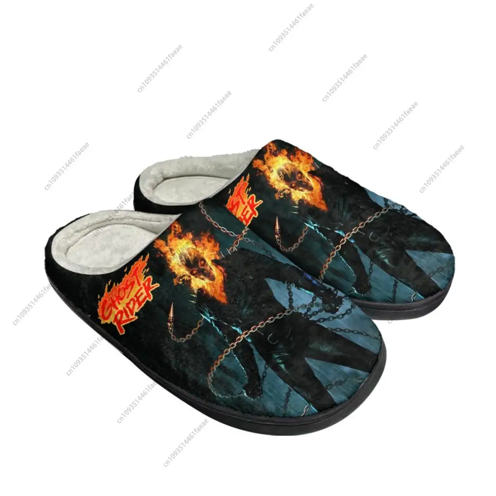 Ghost Rider Movie Home Cotton Slippers Mens Womens Plush Bedroom Casual Keep Warm Shoes Thermal Indoor Slipper Customized Shoe