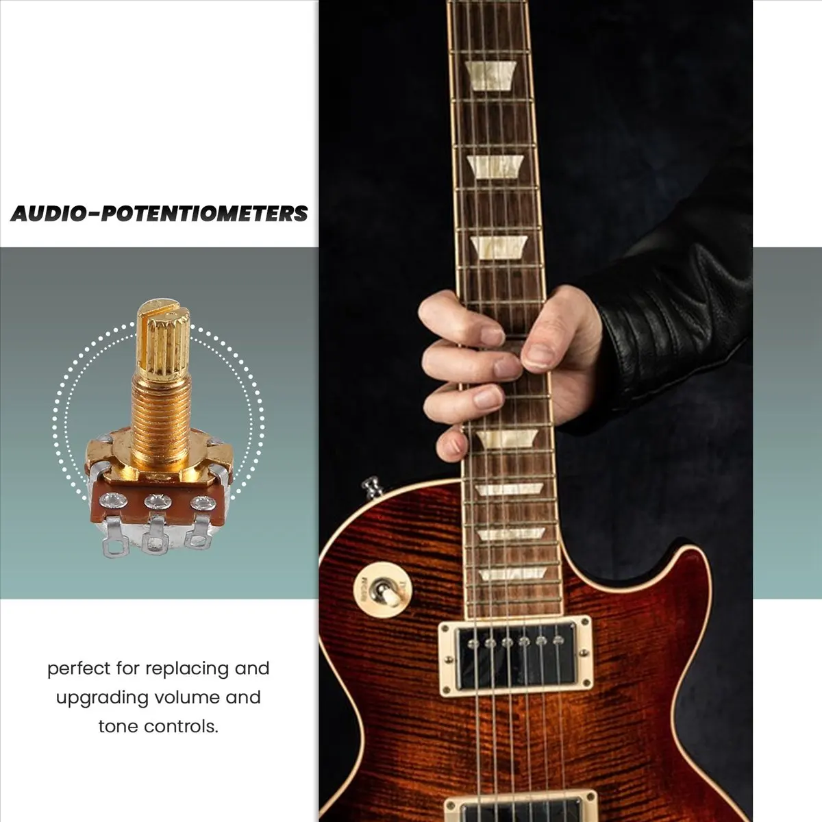*X07A гитарный потенциометр, потенциометры громкости и тона, переключатель управления A500k, конические потенциометры с разделенным валом, золотая упаковка из 5 шт. *X07A гитарный потенциометр, потенциометры громкости и тона, переключатель управления A500k, конические потенциометры с разделенным валом, золотая упаковка из 5 шт.