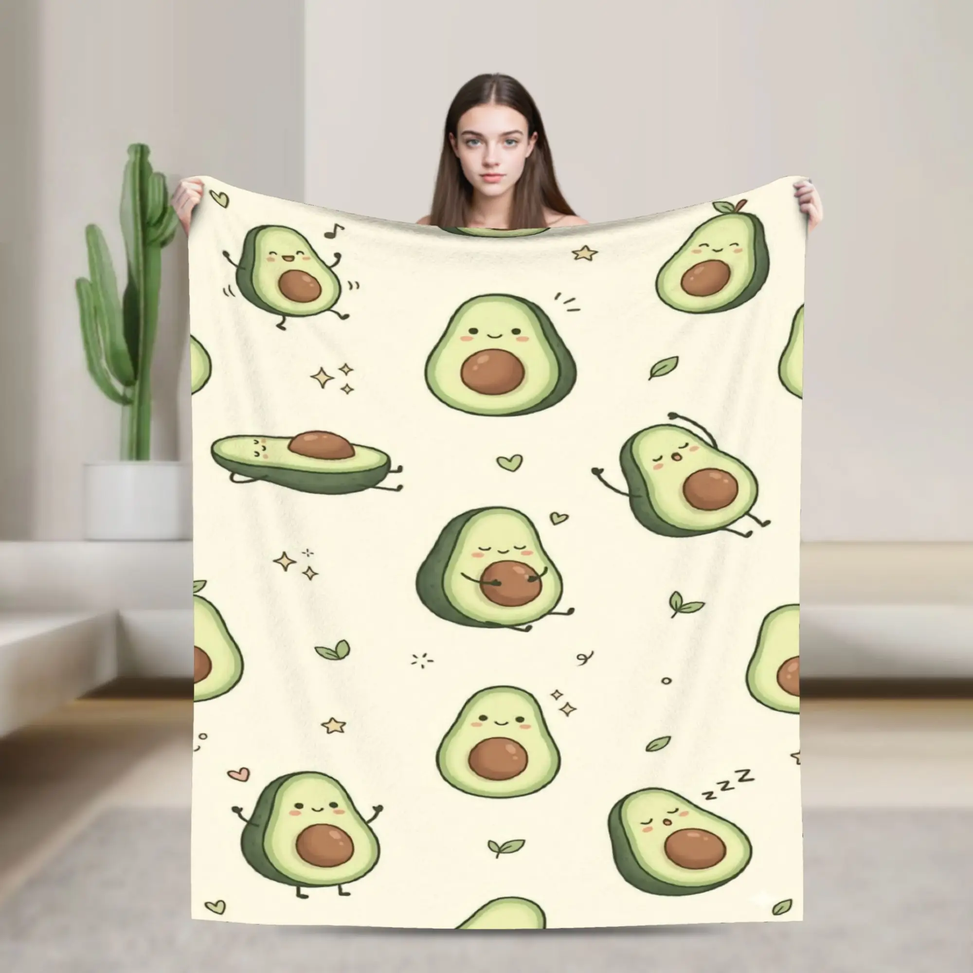 Simple Avocado Slice Blanket Adults  Flannel Throw Blanket For Couch Bed Warm Custom Quality Bedspread Gift