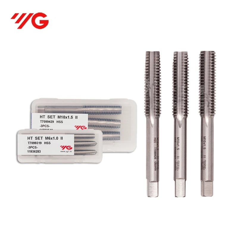 1Set Korea YG HSS Hand Tap Set=3PCS T7099 Straight Tap M2.5M3M4M5M6M8M10M12M14M16M20 X0.45 0.5 0.7 0.8 1 1.25 1.75 2 2.5