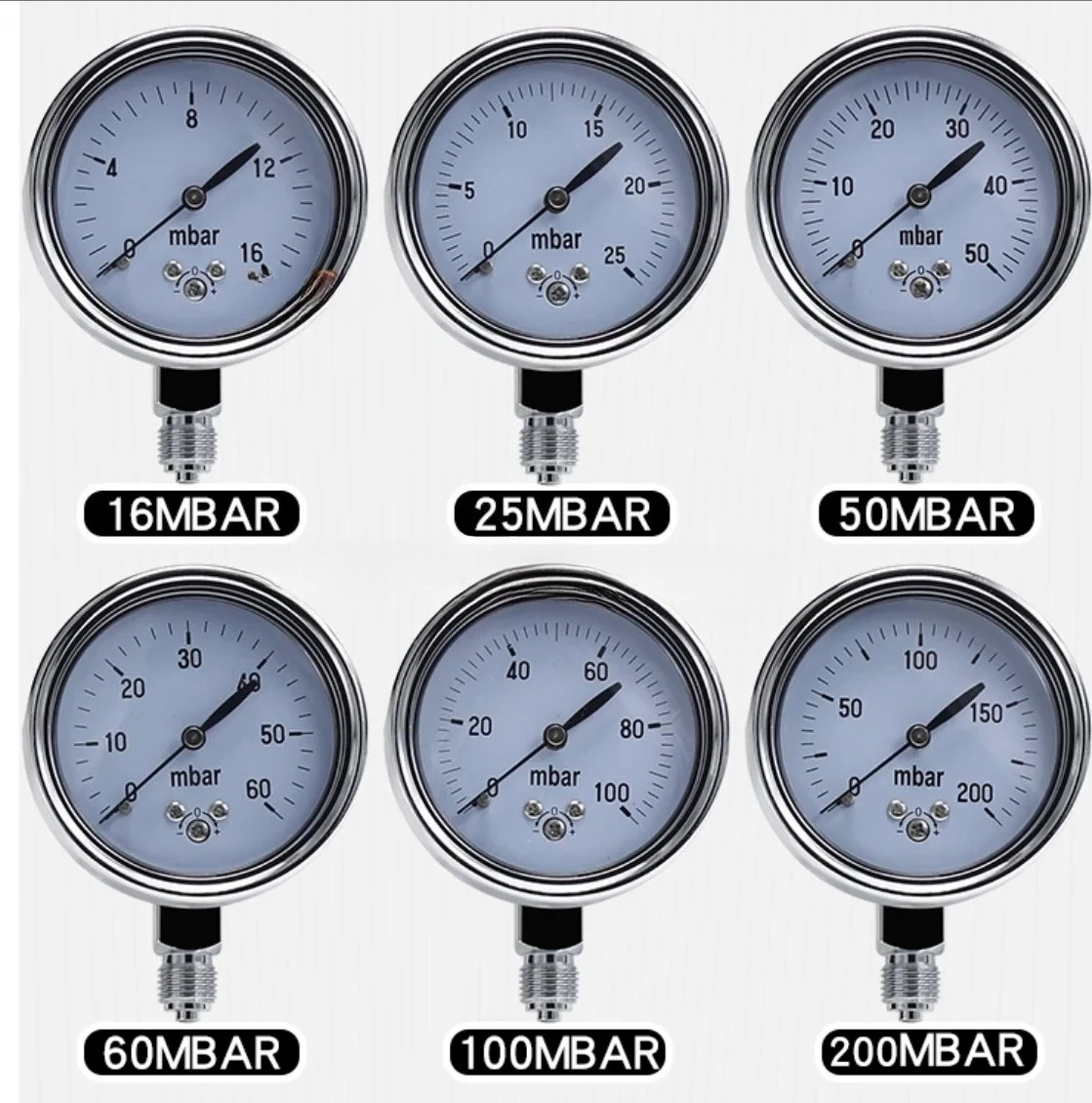 Calibratable mbar Pressure Gauge (Ranges 0-16mbar, 50mbar, 60mbar, 100mbar, 200mbar,High-Precision Manometer)