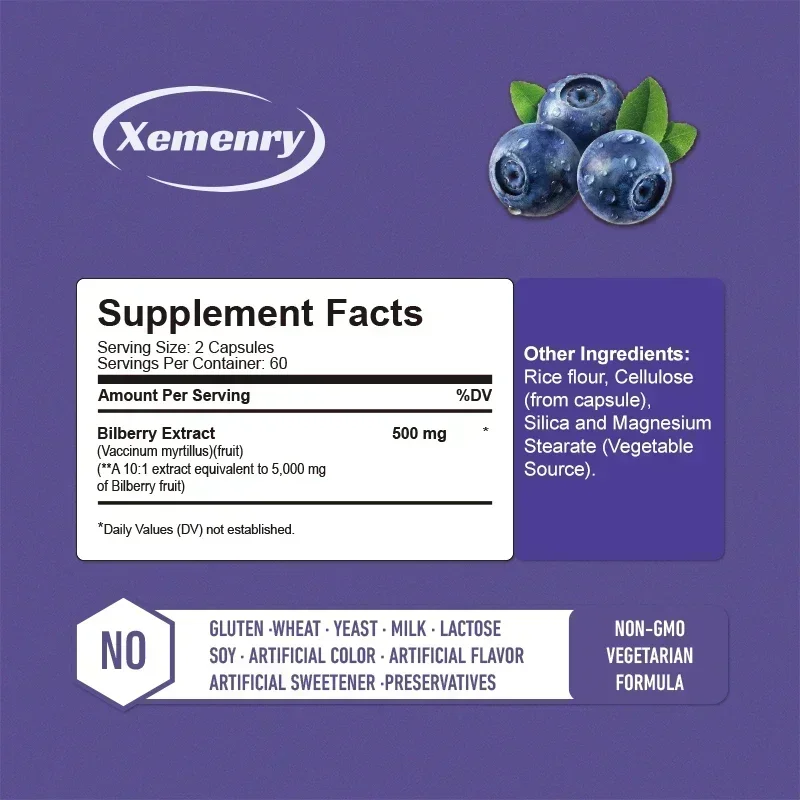 Bilberry Extract - Eye Health Supplement, Relieves Fatigue, Improve Eye Edema, for Vision Health