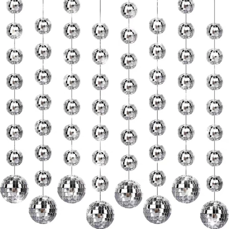 

Metallic Disco Ball String Hanging Ornaments Reflective Disco Ball for Ceiling D0LD