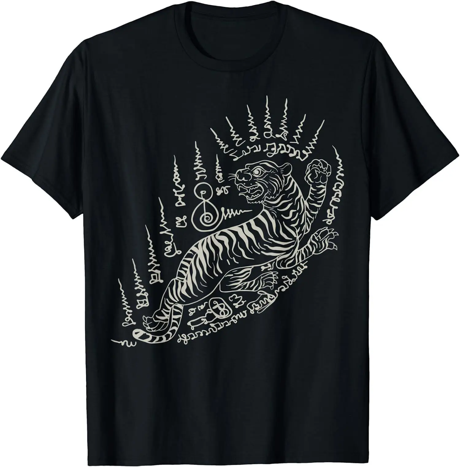 

NEW LIMITED Sak Yant Thai Tattoo Powerful Tiger Magical Thailand T-Shirt S-3XL