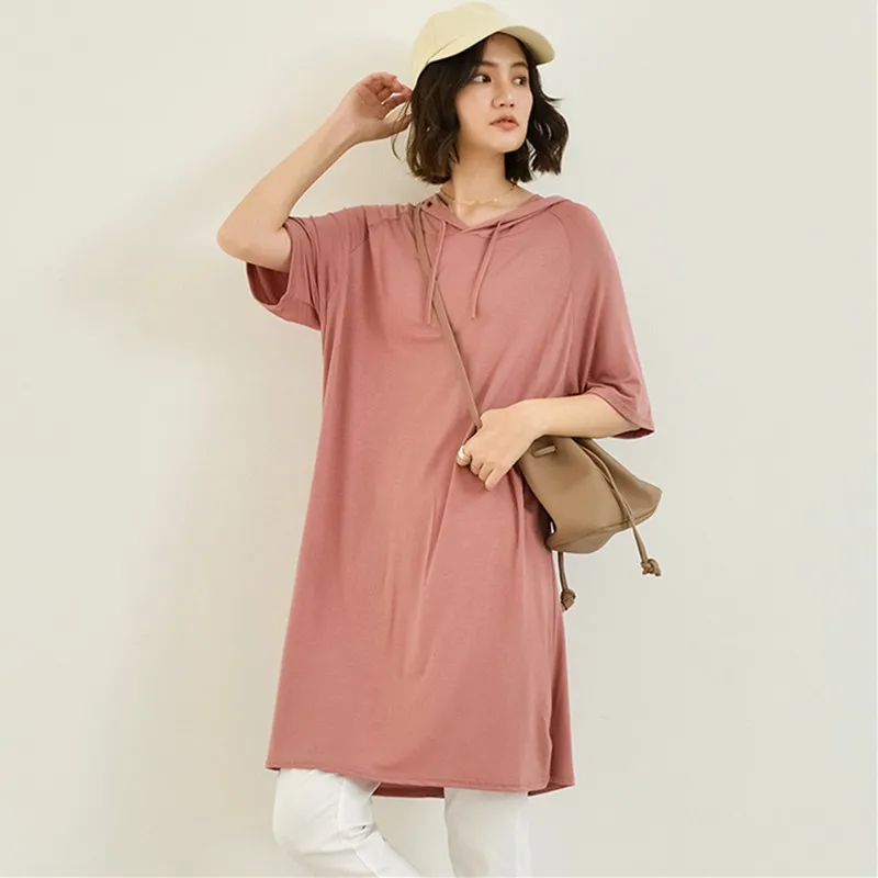 

Fdfklak Loose Style Hooded Cotton Night Dress New Short Nightshirt Female Casual Nightgowns Women Large Size Nightwear Vestidos