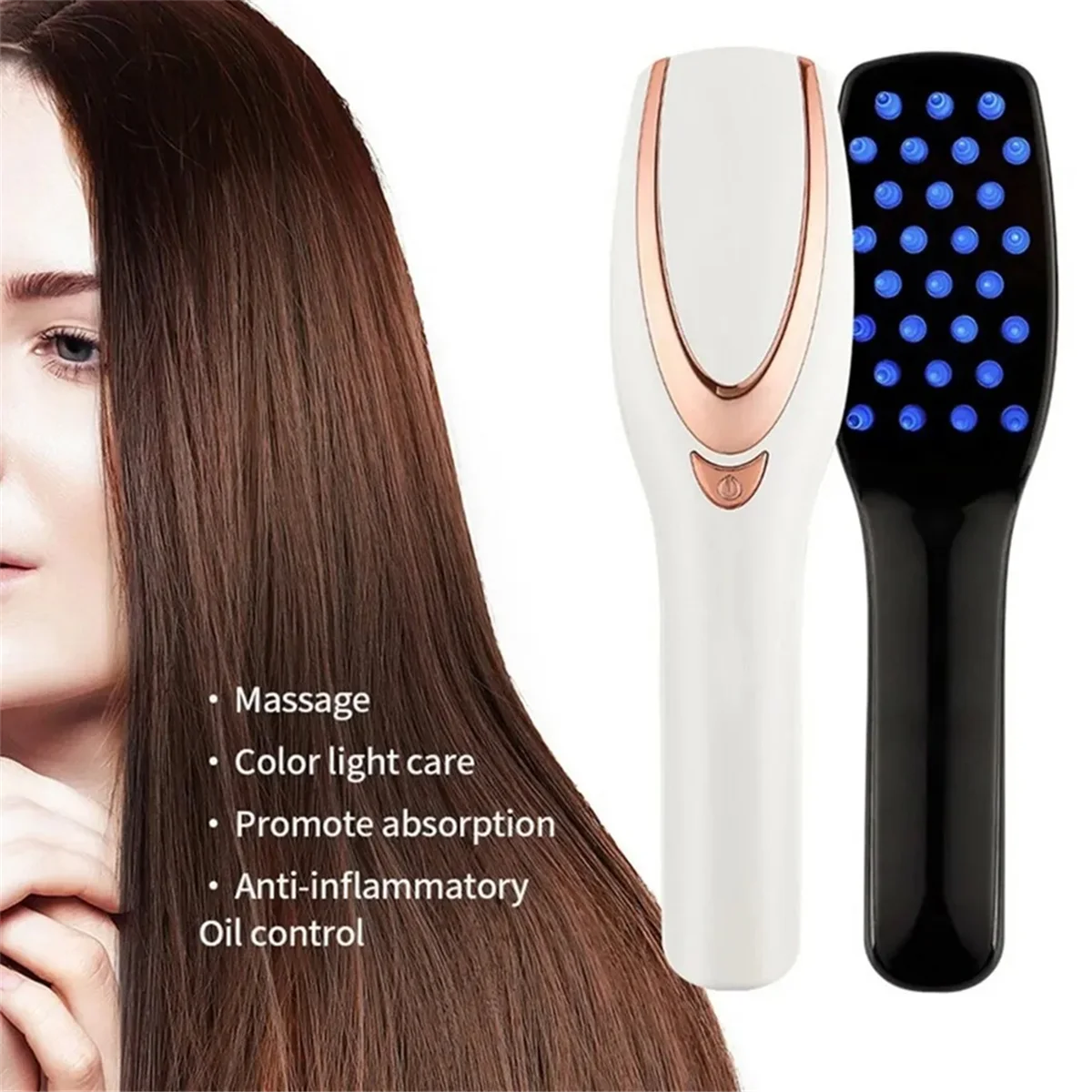 

ABIT 3 in 1 Phototherapy LED Massage Comb Vibrating Head Massager Brush Rechargeable Scalp Anti Hair Loss Relieve Hair Growth