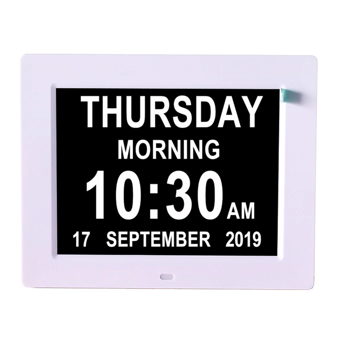 

821Popular Big Screen Calendar Clock 8 Inch Led Display Alarm and Medicine Reminders Dementia Calendar Clock for Seniors