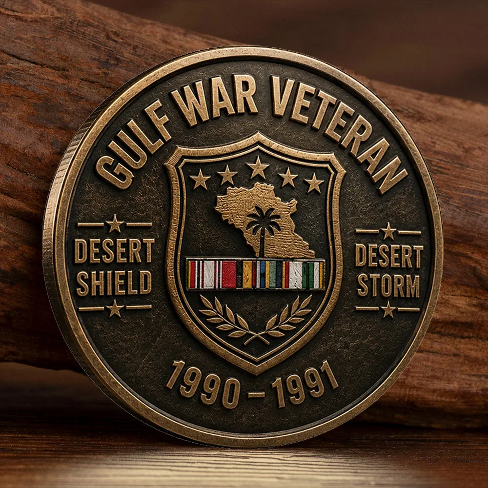 Desert Shield Desert Storm Gulf War Veteran Commemorative Coin 1990-1991 Challenge Coin Bronze Collectible Token