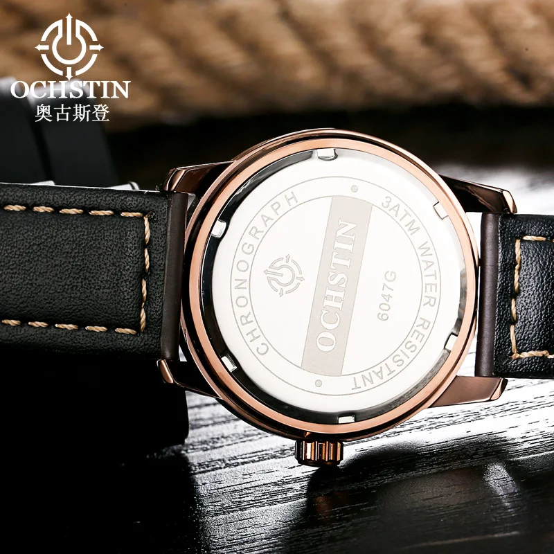 OCHSTIN ساعة يد رجالية بحزام من الجلد الطبيعي رائجة البيع ساعات حركة كوارتز للرجال موضة مقاومة للماء سلسلة أسطورة ساعة رجالية #6