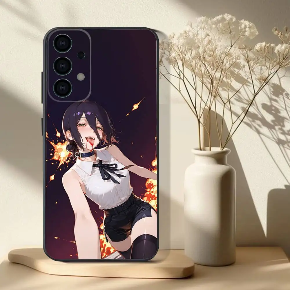 Casing Ponsel C-Chainsaw Man Reze untuk Samsung S 25,24,23,22,30,21,10,9,Ultra,Plus,Lite,FE,4,5G Casing Lembut Hitam