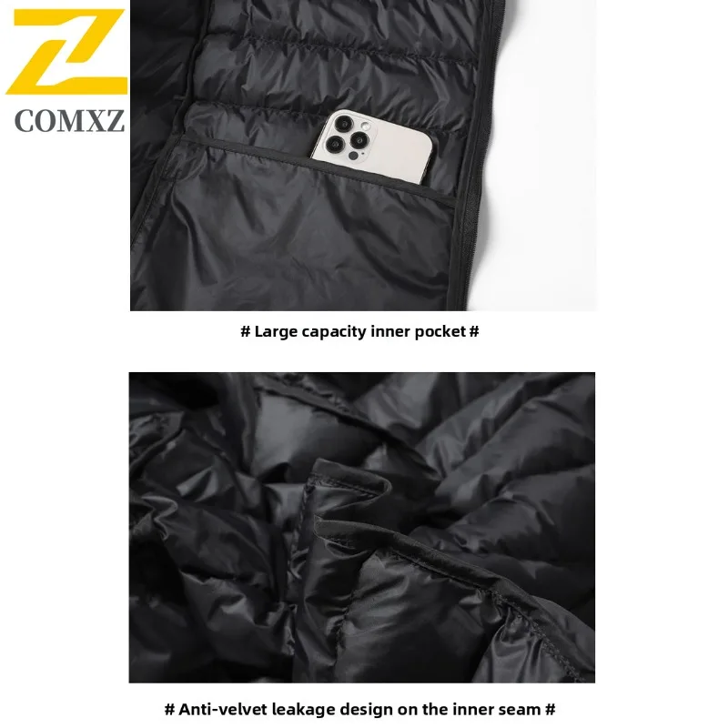COMXZ Men's Down Jacket New Solid Color Ski Trip Warm Street Look Puffer Jacket Snow Adventure Minimalist Design Winter Jacket