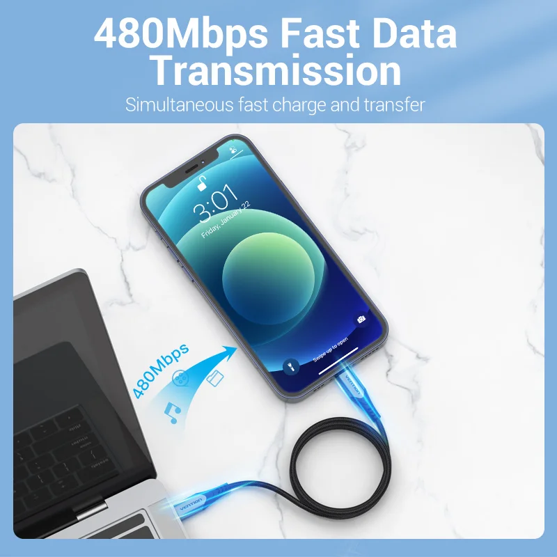 Сертифицированный Vention-MFi зарядный кабель, кабель PD USB C к Lightning для iPhone 14, 13, 12, 11 Pro Max, AirPods Pro, iPad XS, 30 Вт