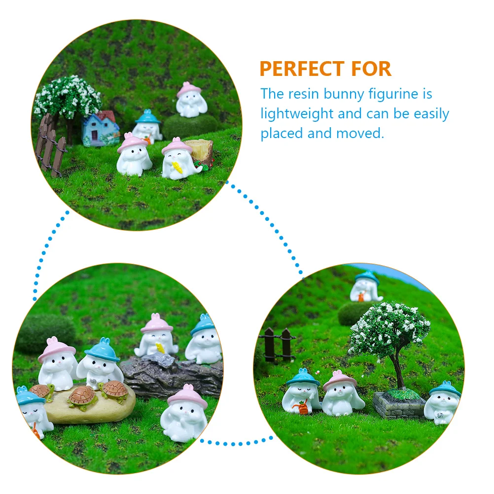 

12 Pcs Resin Bunny Figurines Lightweight Rabbit Decor Easter Garden Statue Crafts Realistic Details Cartoon Design Home Yard