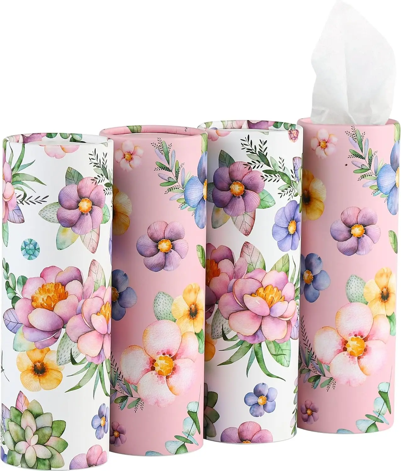 

Pink Car Tissues Holder with 200 Sheets, 3-Ply Travel Tissue Tubes, Fits Cup Holder Perfectly