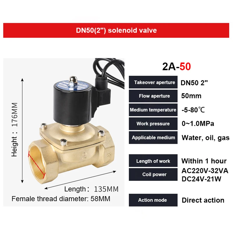 2" Messing Unterwasser Magnetventil Brunnen Magnetventil Wasserventil 220V 12V 24V – Detail 14