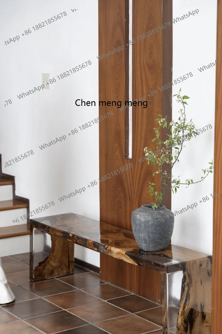 Camphor wood amber resin bench edge several large horizontal hall shoe change stool coffee table