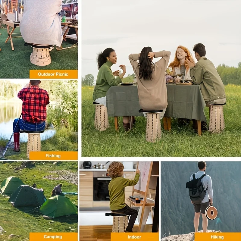 Plastic Folding Stool, Folding Stool With PVC Plastic Cushion, 11-layer Portable Folding Stool, Carrying Capacity Of 2.58 LB, Su