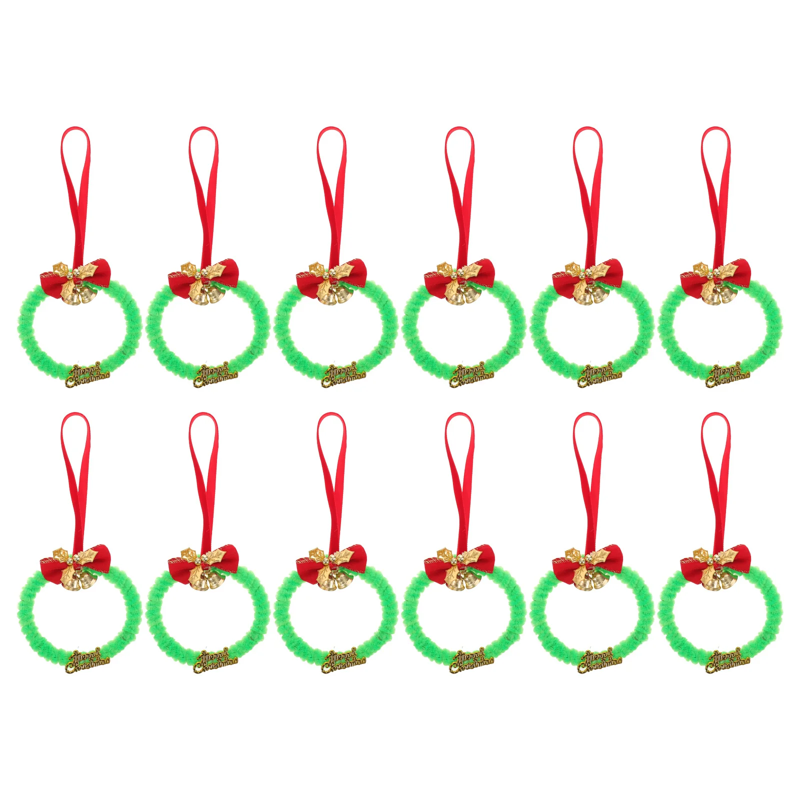 

12Pcs Christmas Wreath Ornaments Mini Artificial Greenery Wall Hanging Decorations for Tree Cabinets Windows Holiday Season