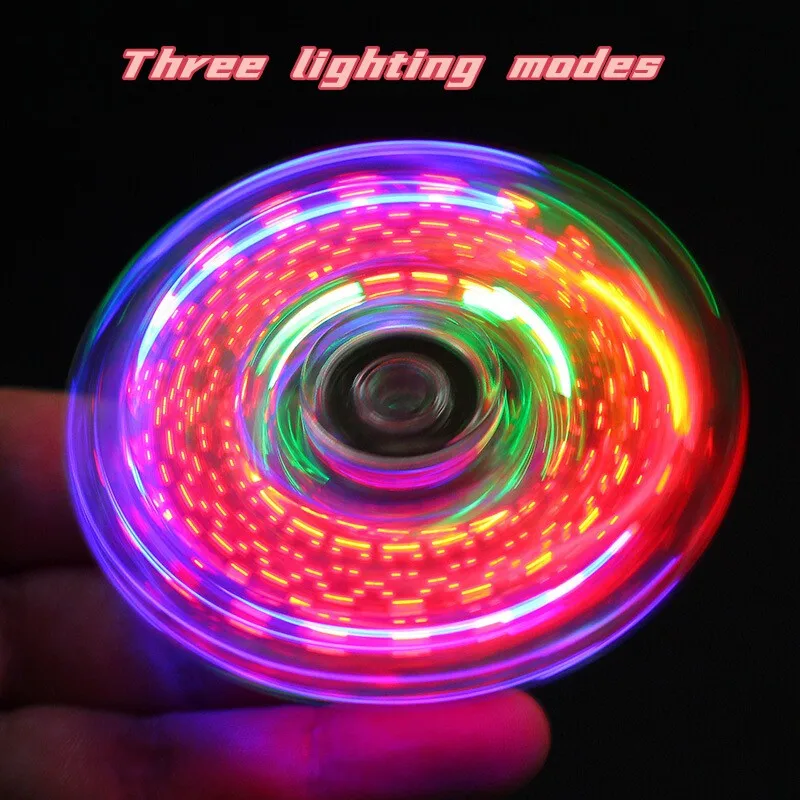 Fidget Spinner con luz LED luminosa de cristal, Spinners superiores que brillan en la oscuridad, juguetes EDC para aliviar el estrés, giroscopio cinético para niños