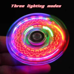 คริสตัลส่องสว่าง LED Light Fidget Spinner Hand Top Spinners Glow in Dark EDC ความเครียดบรรเทาของเล่น Kinetic Gyroscope สําหรับเด็ก