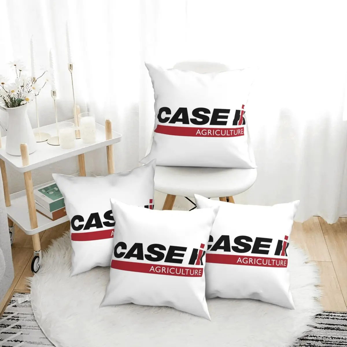 

Tractor Case Logo 4pcs Square Pillowcase Pillow Cover Cushion Decor Comfort Throw Pillow for Home Bedroom