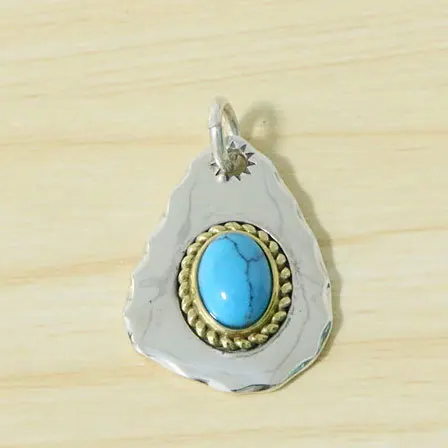 

Sterling Silver Drops Blue Turquoise Pendant Hanging Tag Japanese Takahashi Style Jewelry Fashion Simple Personality Brand Penda