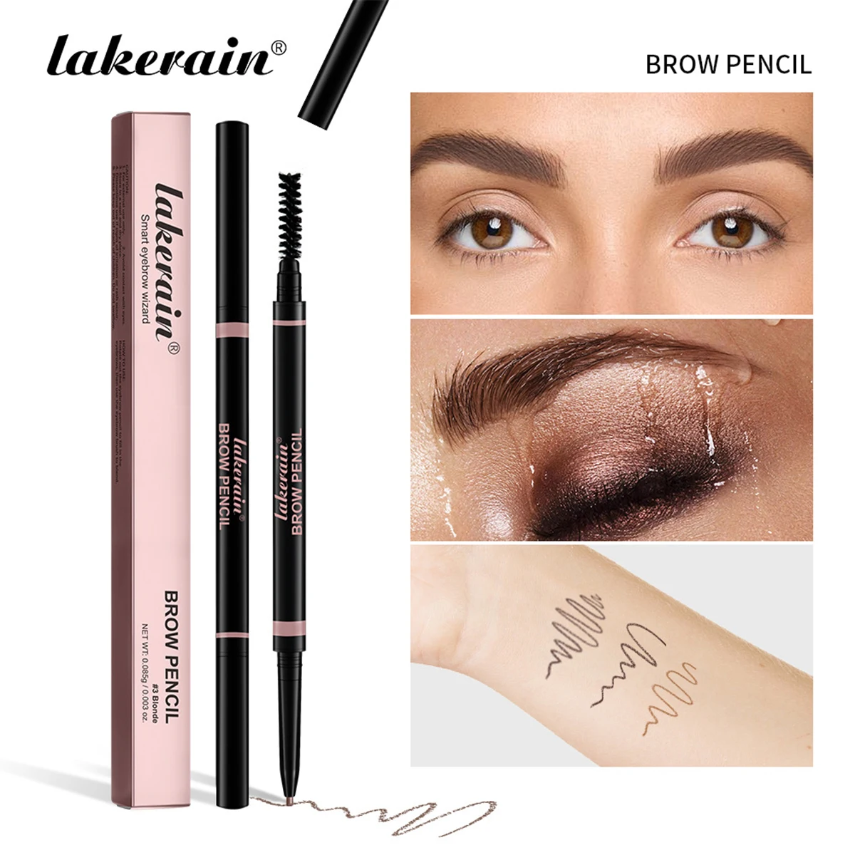 Matita per sopracciglia, Matita per sopracciglia Pennello per sopracciglia Matita per sopracciglia Wild Brow 2 in 1, Singolo portatile impermeabile