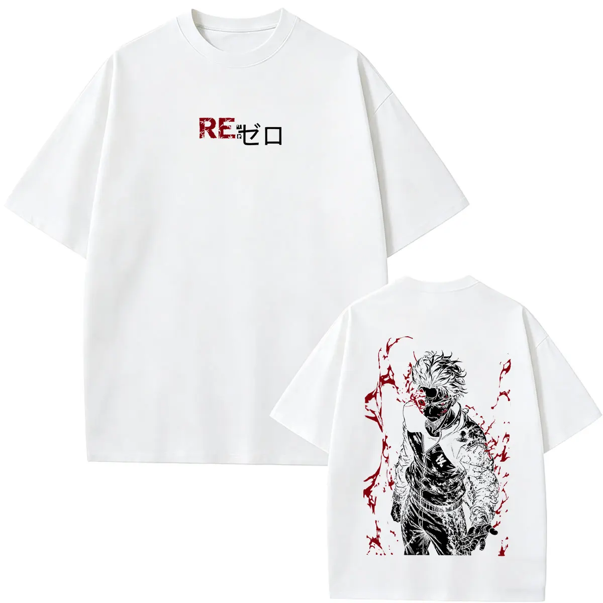 Anime Re:ZERO Starting Life in Another World T-Shirt Subaru Natsuki Grafik-T-Shirts für Männer und Frauen, Vintage, lässig, übergroßes T-Shirt – Detail 4