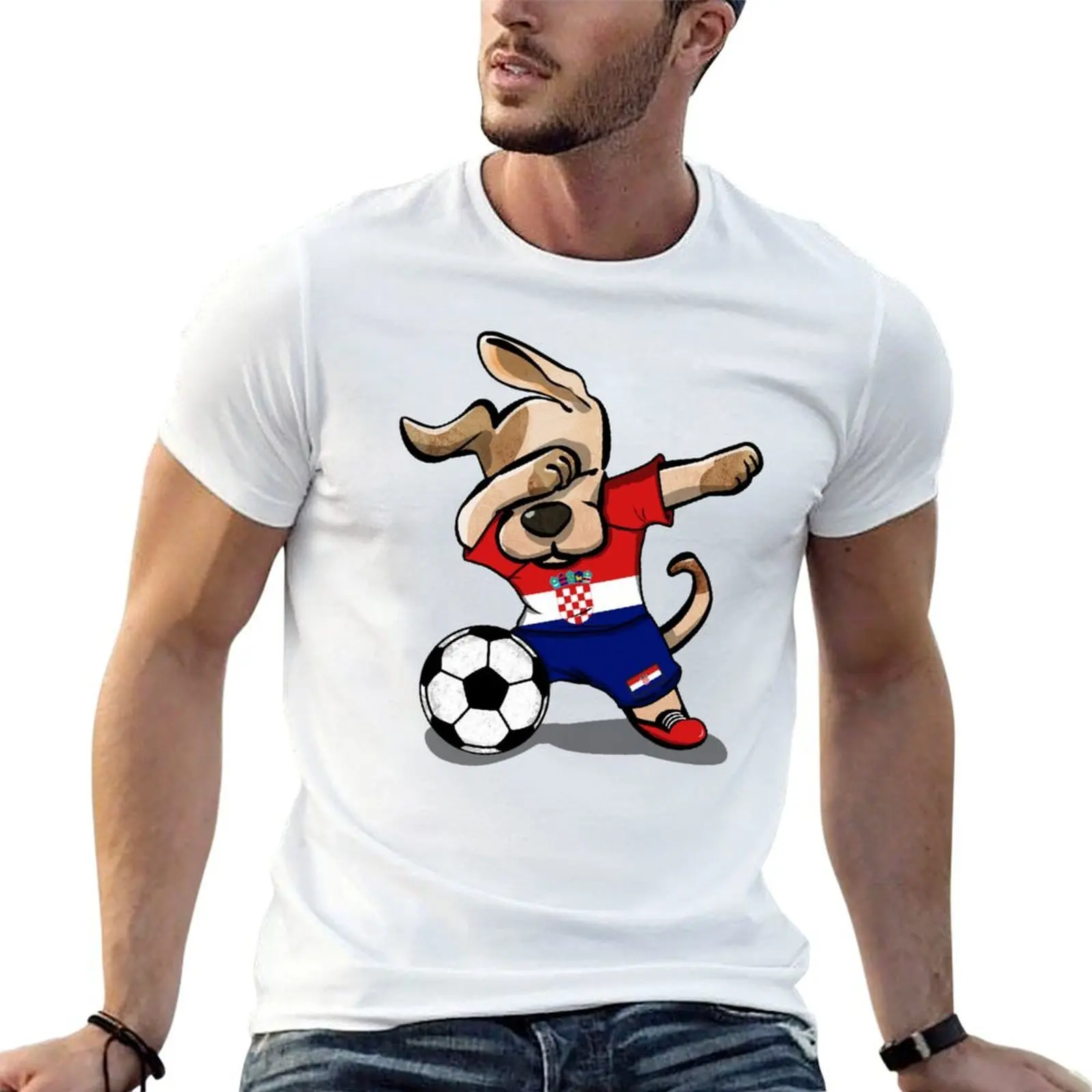 Dabbing Dog Croatia Soccer Jersey Croatian Football Team T-Shirt man t shirt designer anime tshirt T-Shirt