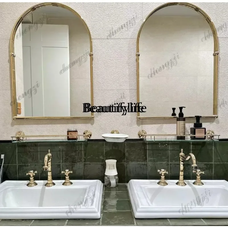 D136 French retro semi-embedded counter basin bathroom square face basin balcony wash basin ceramic