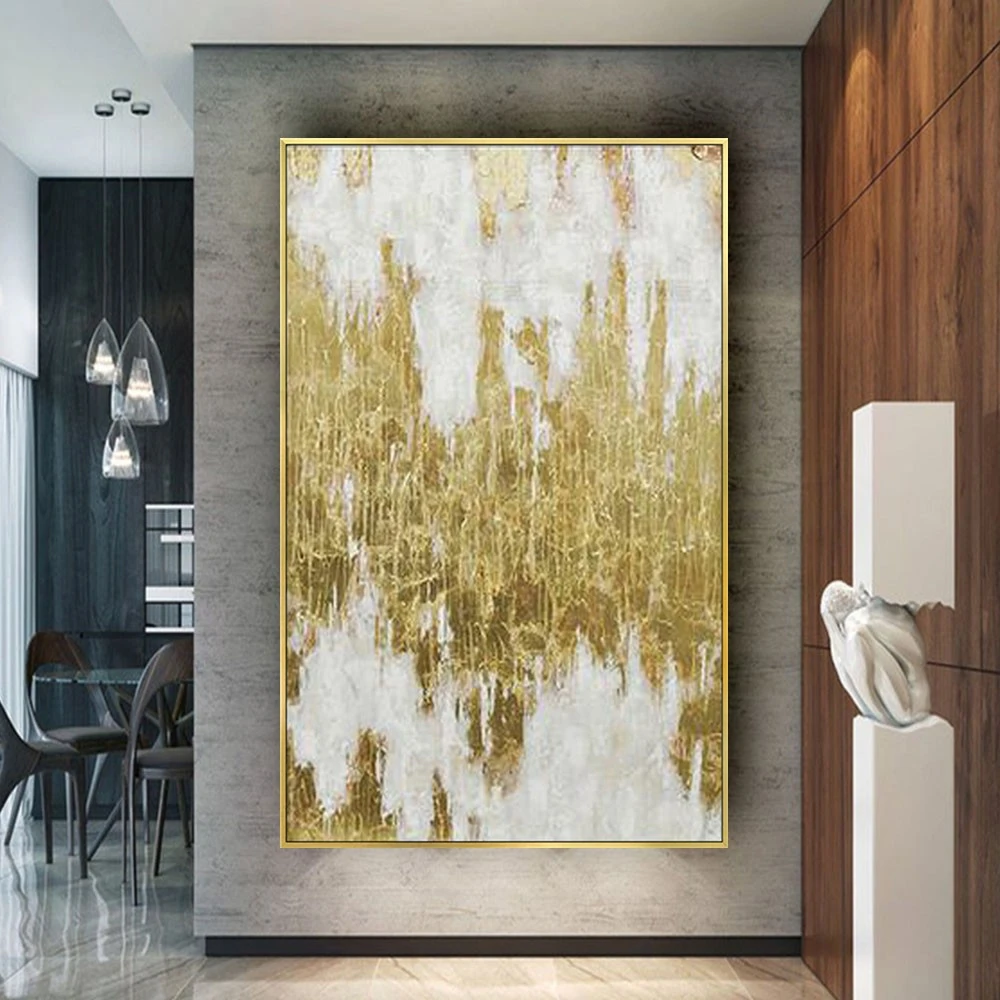 100% Handmade Oil Paintings Abstract Golden Paint Panel Canvas Painting Wall Art Pictures For Home Decor Artwork Christmas Gift