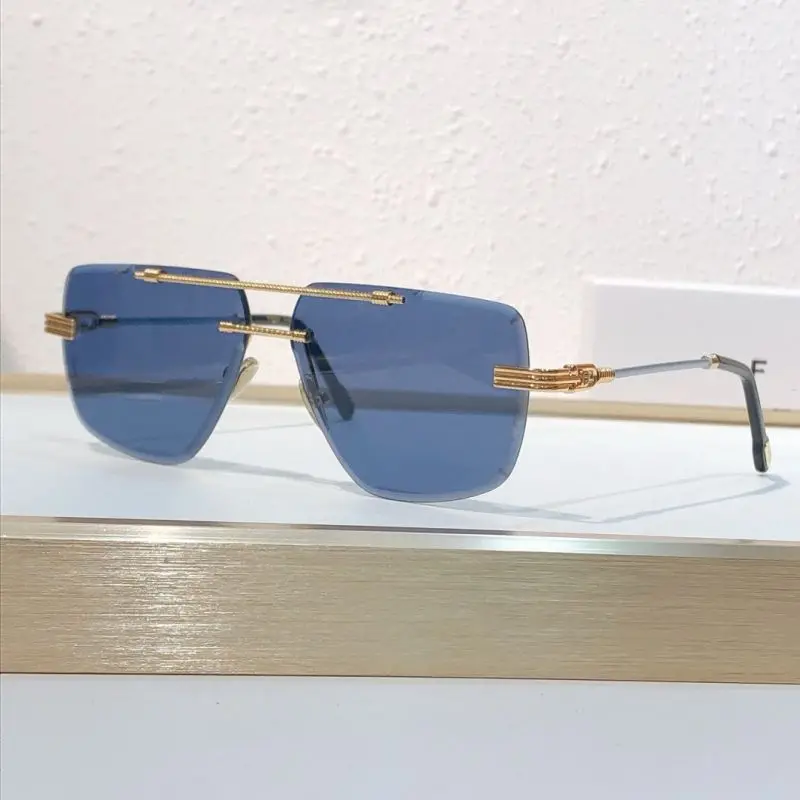

Size 60-12-145 Double Bridge Rimless Pilot Style Luxury Sunglasses for Men and Women High Quality Designer Sun Glasses