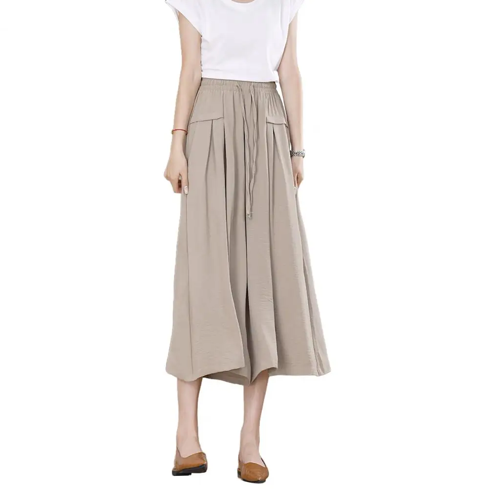 Pantalones cortos de pierna ancha para mujer con bolsillos en la cintura elástica Pantalones para usar pantalones de moda holgados