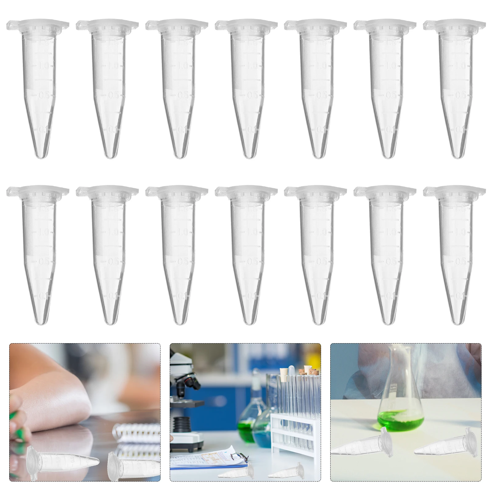 

500 Pcs Tube Plastic Test Tubes Centrifugal Vials with Lids Laboratory Sample Cap Experiment Testing Flat