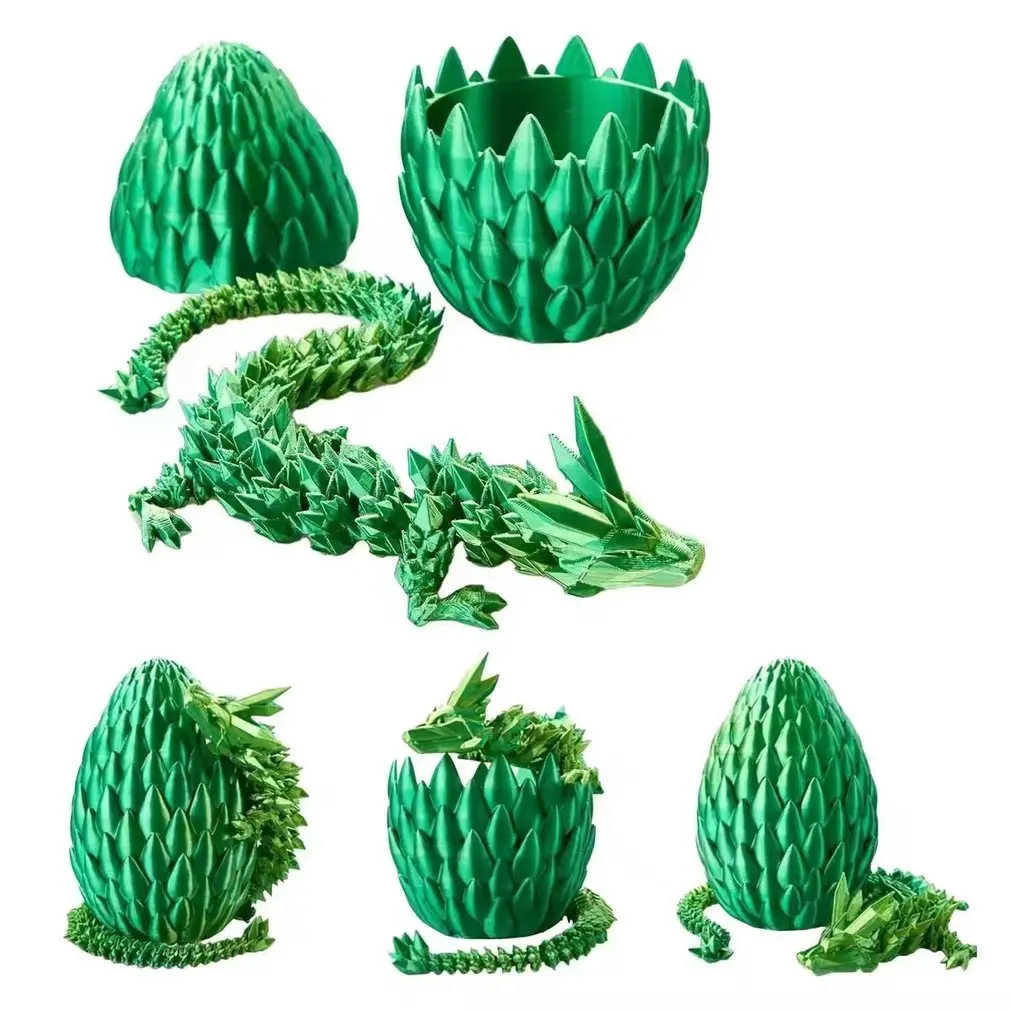 3D Printed Gem Dragon Crystal Dragon Egg Rotatable And Poseable Joints 3D Articulated Dragon Toys for Autism ADHD Kids Gifts