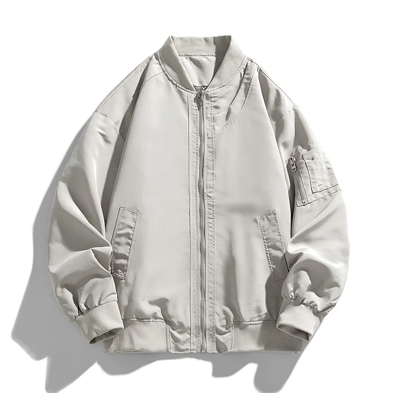 

Spring Autumn Thin Bomber Jacket Coat Lightweight Men Outerwear Windbreaker Windproof Stand Collar Casual Fashion Cardigan Tops