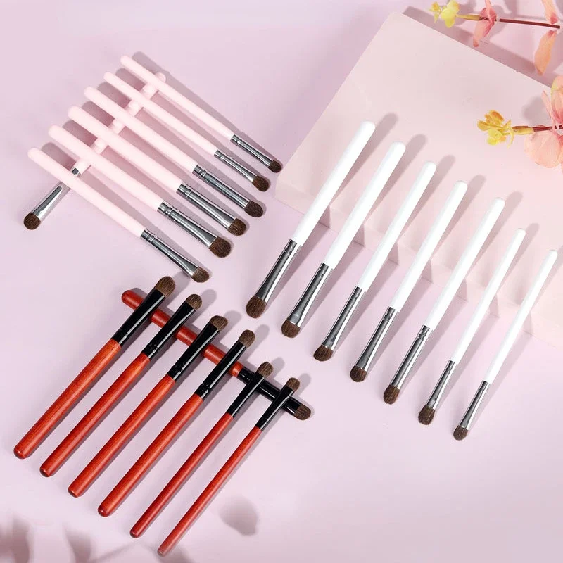 7 Pcs Professional Eye Makeup Brush Set Horsehair Eyeshadow Brow Eyeliner Blending Powder Applicator Brush for Make Up