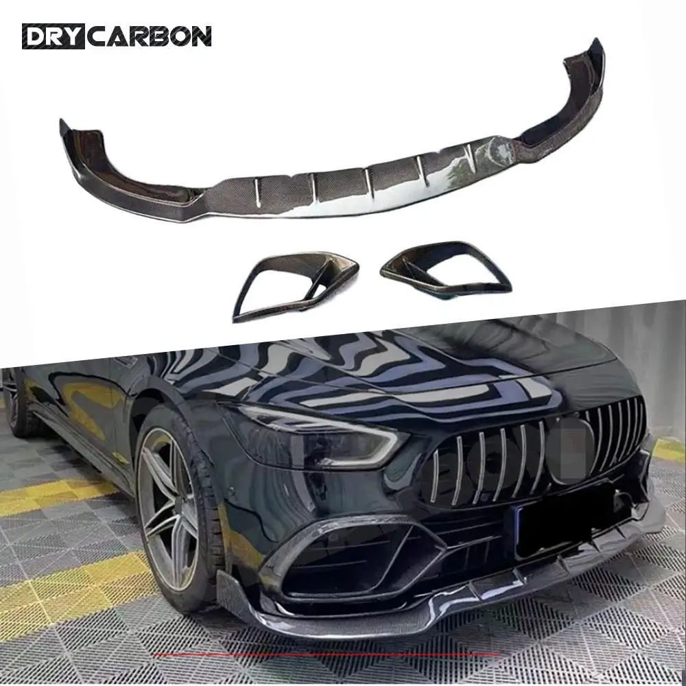 Dry Carbon Fiber B Style Front Bumper Lip Fog Lamp Air Vent Outlet Cover For Benz AMG GT63 GT63S 4 Door 2019-2023 Accessories