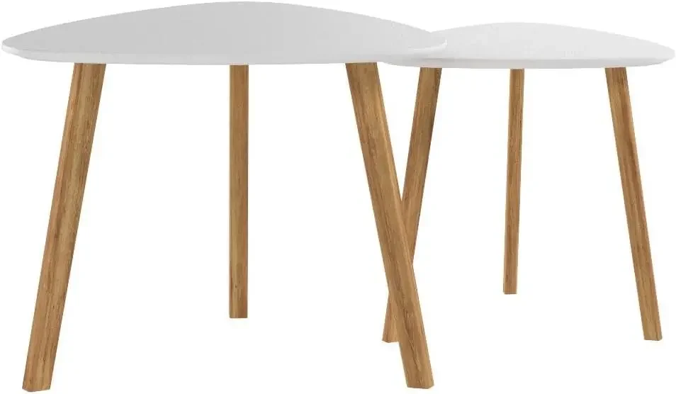 Modern Triangle Side Tables Set, Bamboo Nesting Tables for Living Room & Balcony Use