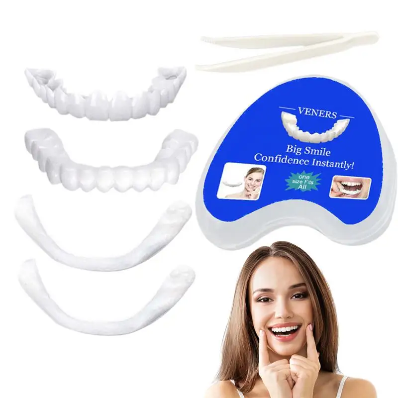 Kit de modificación de dentadura, fácil de usar, sombra Natural, dientes postizos, carillas de dientes temporales, ajuste cómodo para familiares y amigos