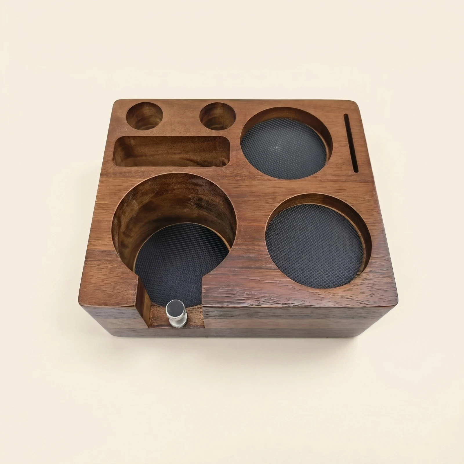 Coffee Workstation Base Solid Wood Espresso Tamper Station Tamping Station Integrated Espresso Organizer Long-Lasting
