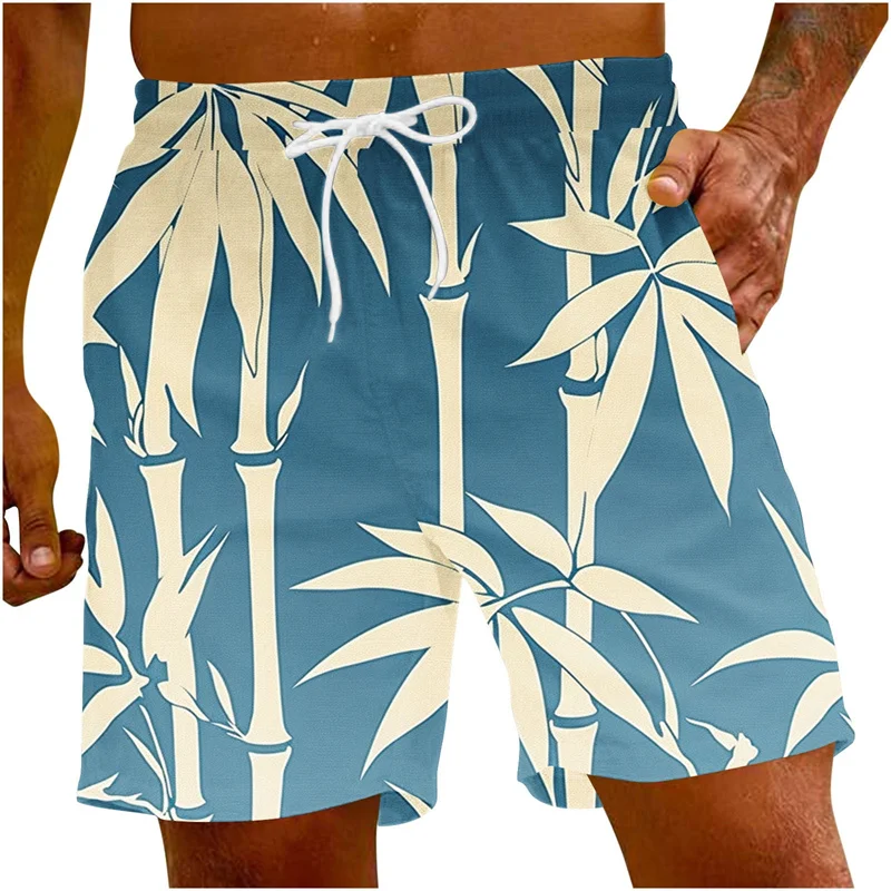 Tropical Palm Leaf Graphic Beach Shorts For Men Plant 3D Printed Board Shorts Casual Hawaiian Short Pants Oversized Swim Trunks