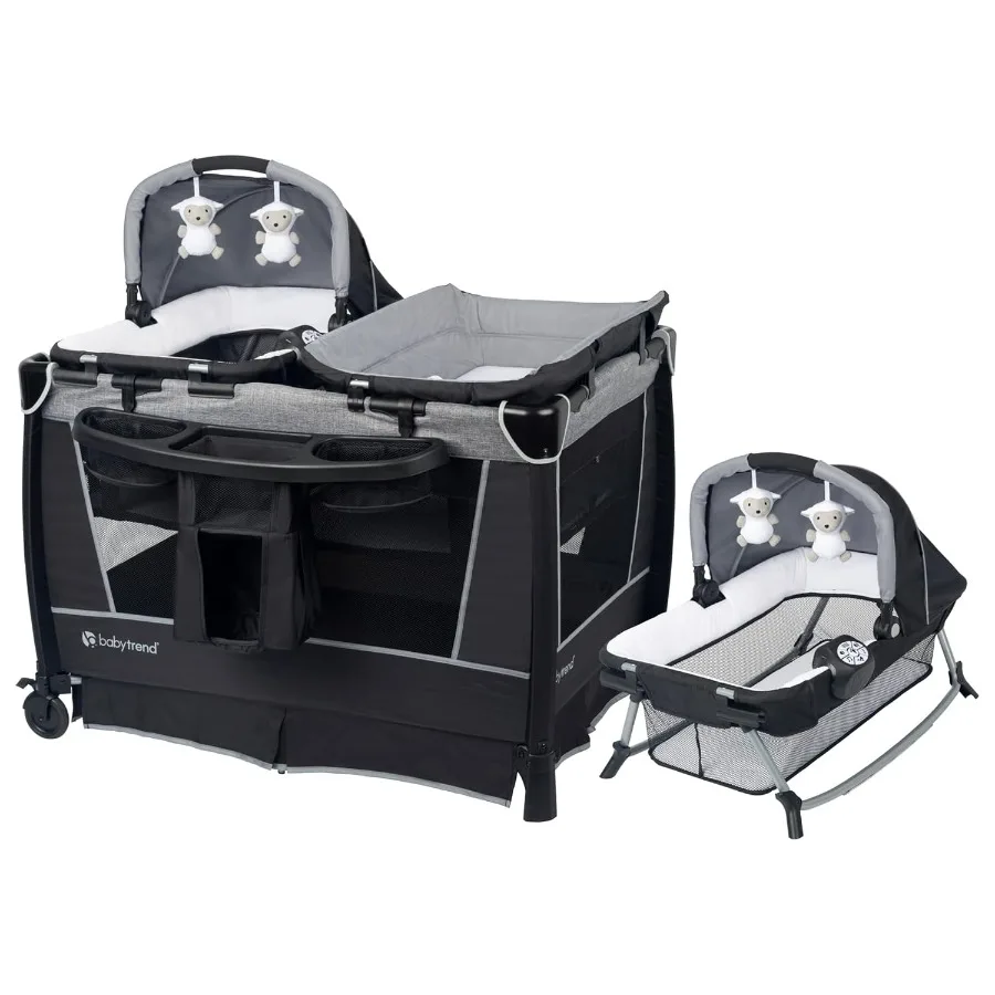 Centro della scuola ritiro con due vaschette Rock A Bye rimovibili, organizer per fasciatoio e centro musicale con cantiera notturna