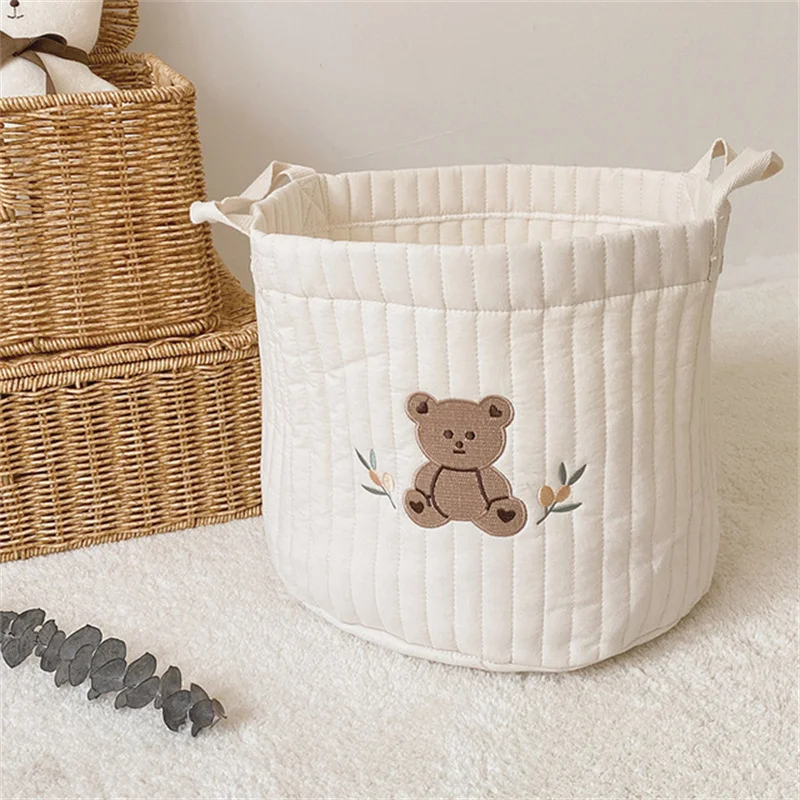 Storage Baskets,Bottles,Towels, Toys, Baby Clothes Decorative Organizer Bins Tote Bag Handbag with Embroidery for Diapers