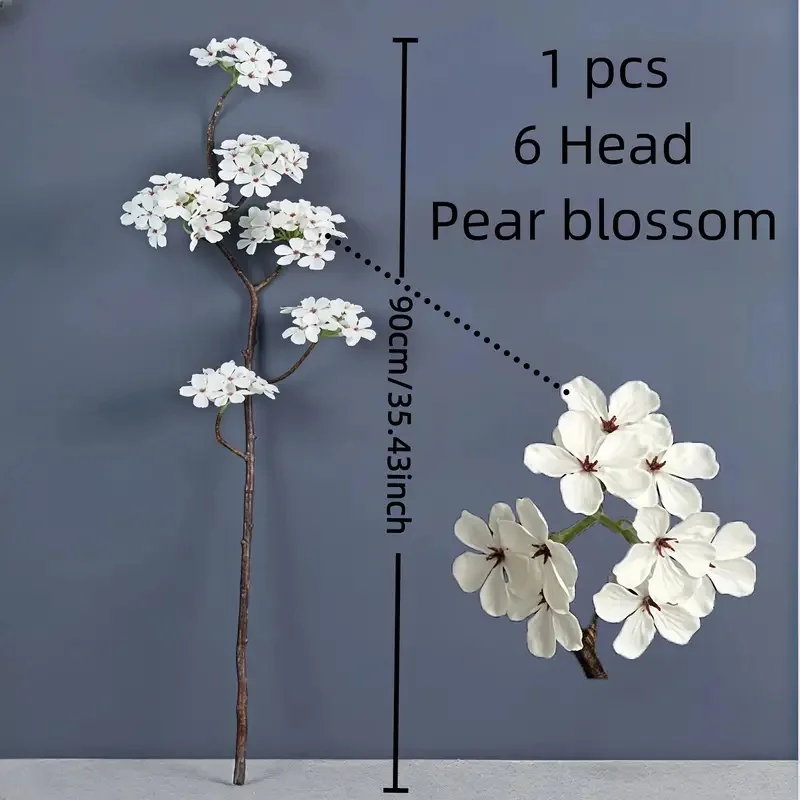 Luxuriöse künstliche Birnenblüten für Herbst und Winter, 90 cm, Seidenblumen für Wohnzimmer, Hochzeiten, Partys, Weihnachtsdekoration, Outdoor-Blumenschmuck – Detail 2