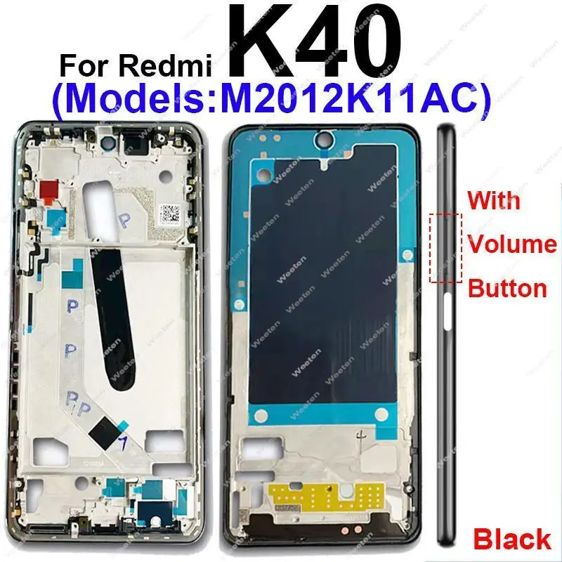 Крышка средней рамки для Xiaomi Redmi K40 K40 Pro K40S Средний корпус ЖК-рамка Замена панели панели