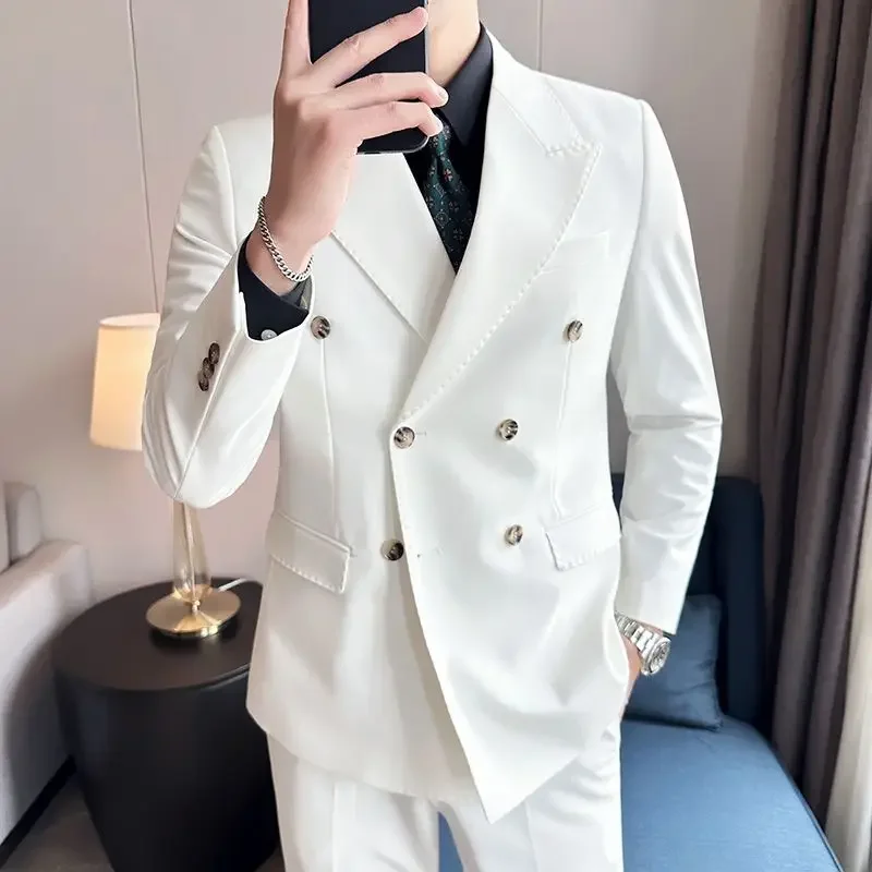 Slim Fit 2 Piece Outfit Set Male High Quality 2024 Trends Costumes Full Men\'s Suits and Blazers Clothes Luxury Spring Autumn