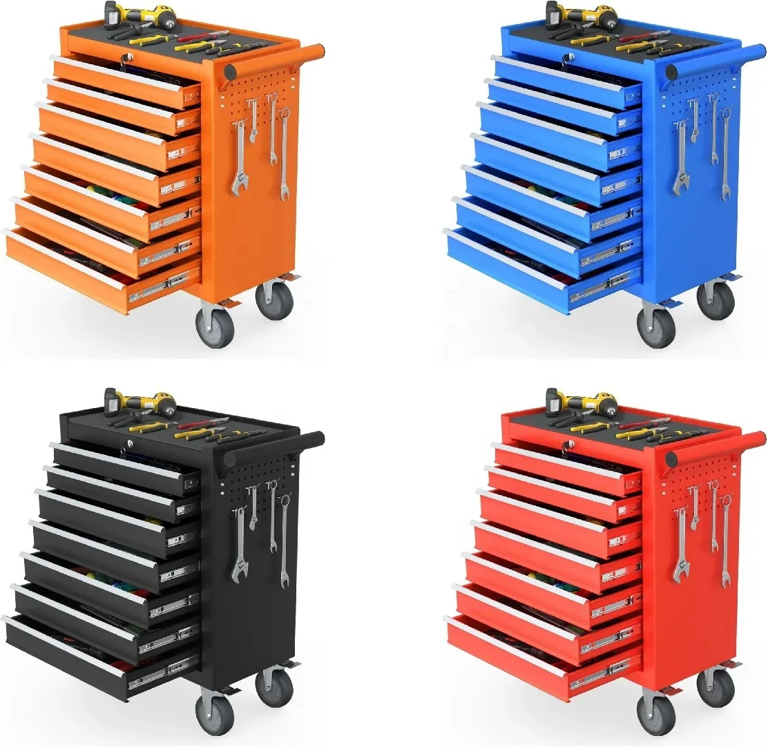 Wholesale 7 Drawer Rolling Toolbox Toolbox, Wheeled, Heavy Duty Mobile Tool Storage Cabinet, For Garage, Workshop